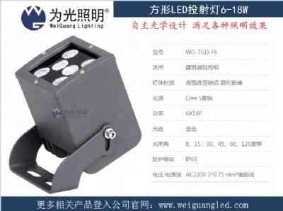6w/12w聚光束led方形投光燈